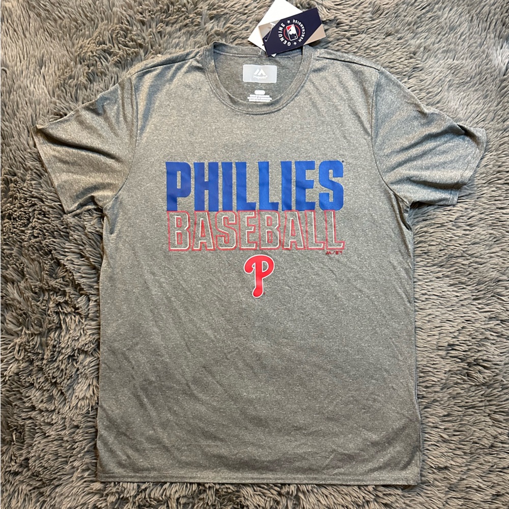 Majestic MLB Mens Phillies Baseball Shirt NWT Size Medium